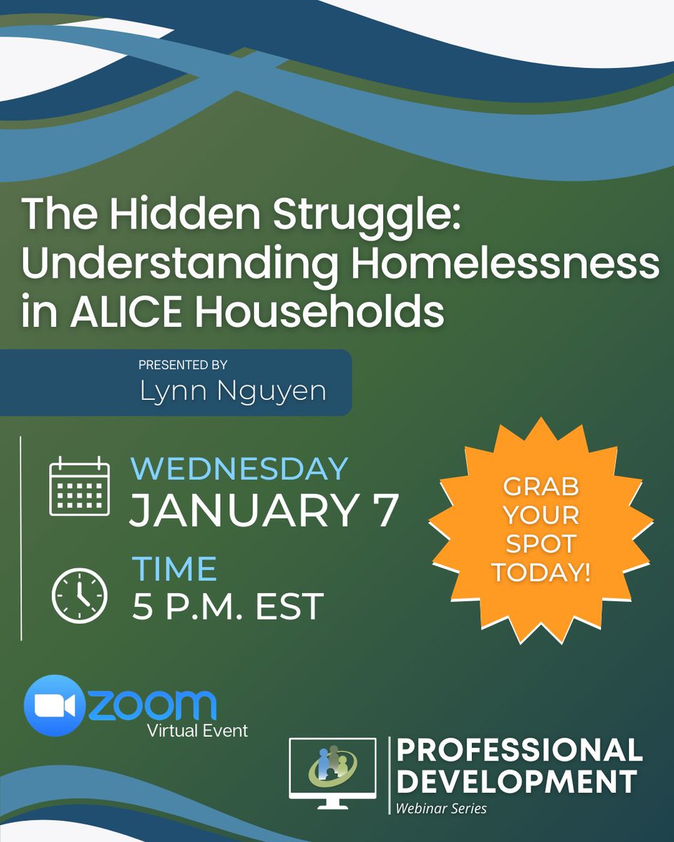 NOHS_org's tweet image. Join us Jan 7 at 5 PM EST to explore ALICE households, common misconceptions, and trauma-informed strategies human service professionals can use to support prevention and stability. 🏠
🔗 Register: nationalhumanservices.org/professional-d… #HumanServices #HousingEquity #NOHS