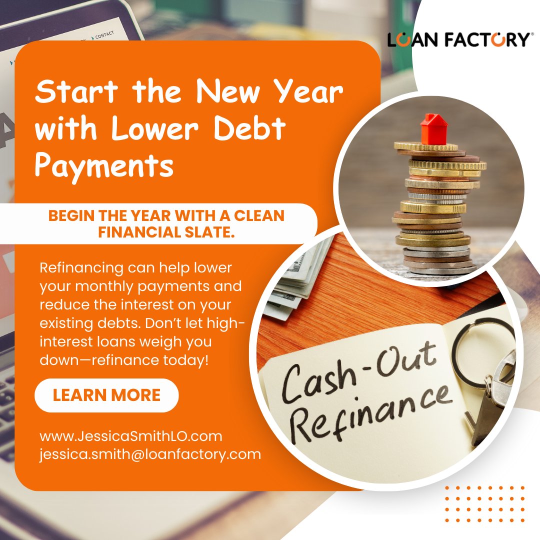 AskJessicaMLO's tweet image. Ring in the New Year with a fresh financial start. Refinance your debt today! #NewYearNewStart #DebtConsolidation #RefinanceAndSave
#FinancialReset #RefinanceToday #NewYearNewGoals #DebtRelief #DebtConsolidation #FreshStart2026 #SmartFinance #HolidayRefinance