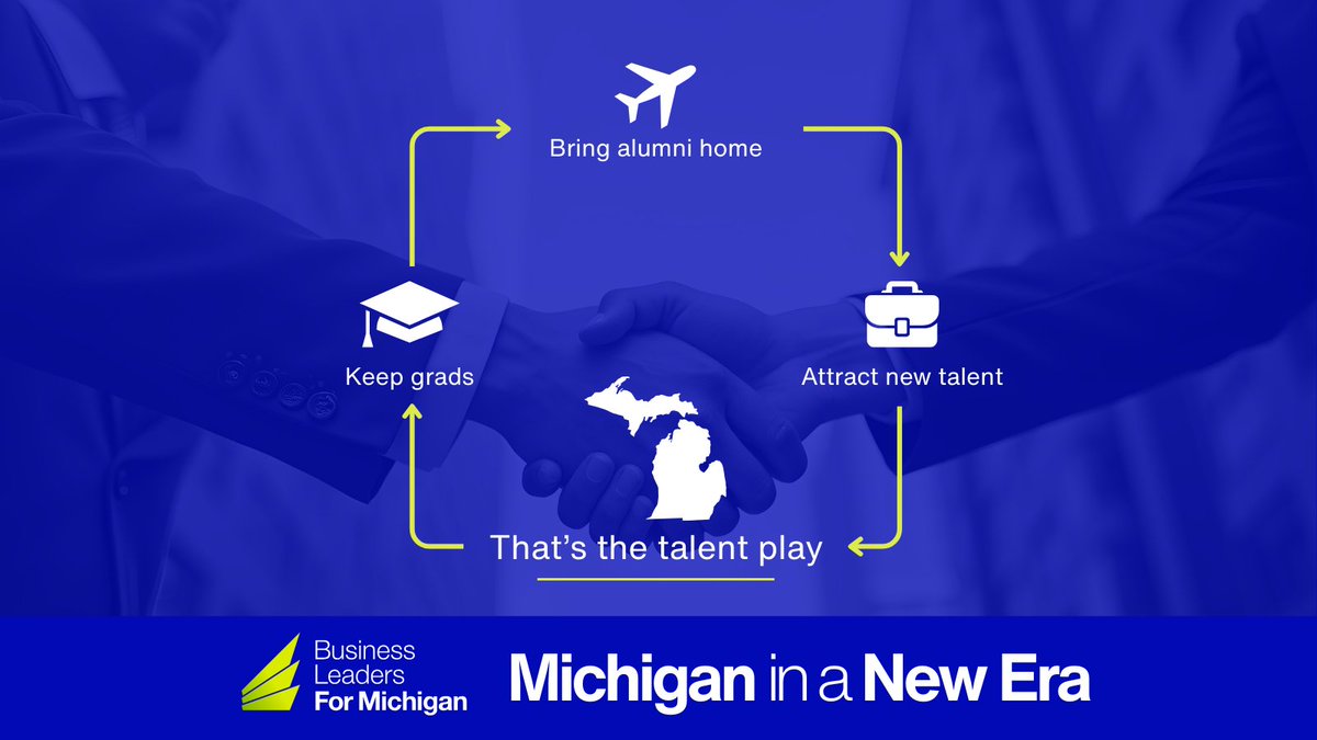 Talent follows opportunity — and quality of place. Michigan’s next advantage comes from doing both: creating great jobs and great places to live.

Let’s make Michigan a magnet for talent → businessleadersformichigan.com/michigan-in-a-…

#MichiganInANewEra #Talent #ChooseMI #EconomicGrowth