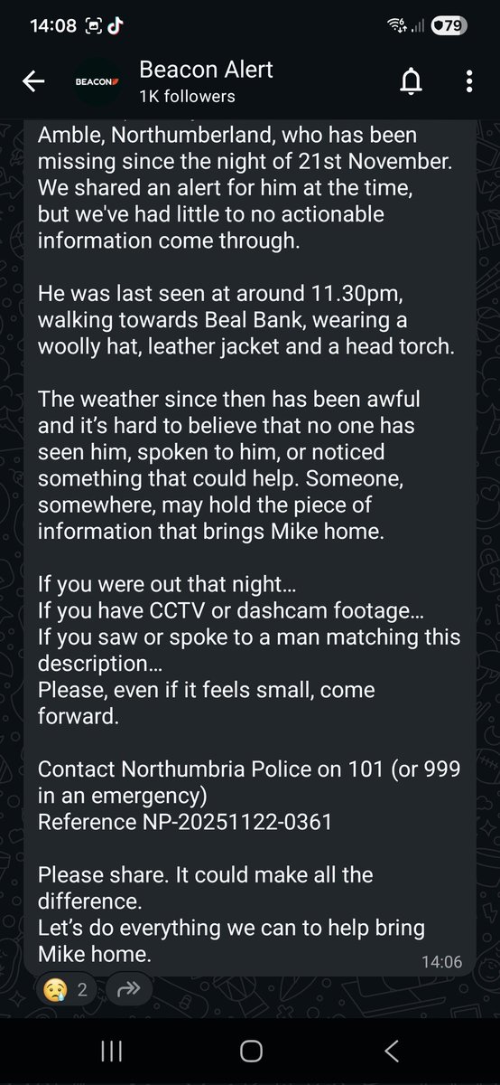 Renewed appeal for our missing veteran, Mike Yarwood, who has been missing since the 21st of November. Please keep sharing and lets bring him safely home. 🇬🇧😪🙏
<a href="/antmiddleton/">Ant Middleton</a> <a href="/BasilTheGreat/">Basil the Great</a> <a href="/emilia7452/">Emilia</a> <a href="/HoodedClaw1974/">Patriotic 🇬🇧 Nation 🟣</a> <a href="/JBostwick38028/">Louis A.</a> <a href="/POB4LIFE/">PATRIOTS OF BRITAIN</a> <a href="/Neccccy/">N Ecc 🏴󠁧󠁢󠁥󠁮󠁧󠁿🏴󠁧󠁢󠁥󠁮󠁧󠁿🏴󠁧󠁢󠁥󠁮󠁧󠁿</a>