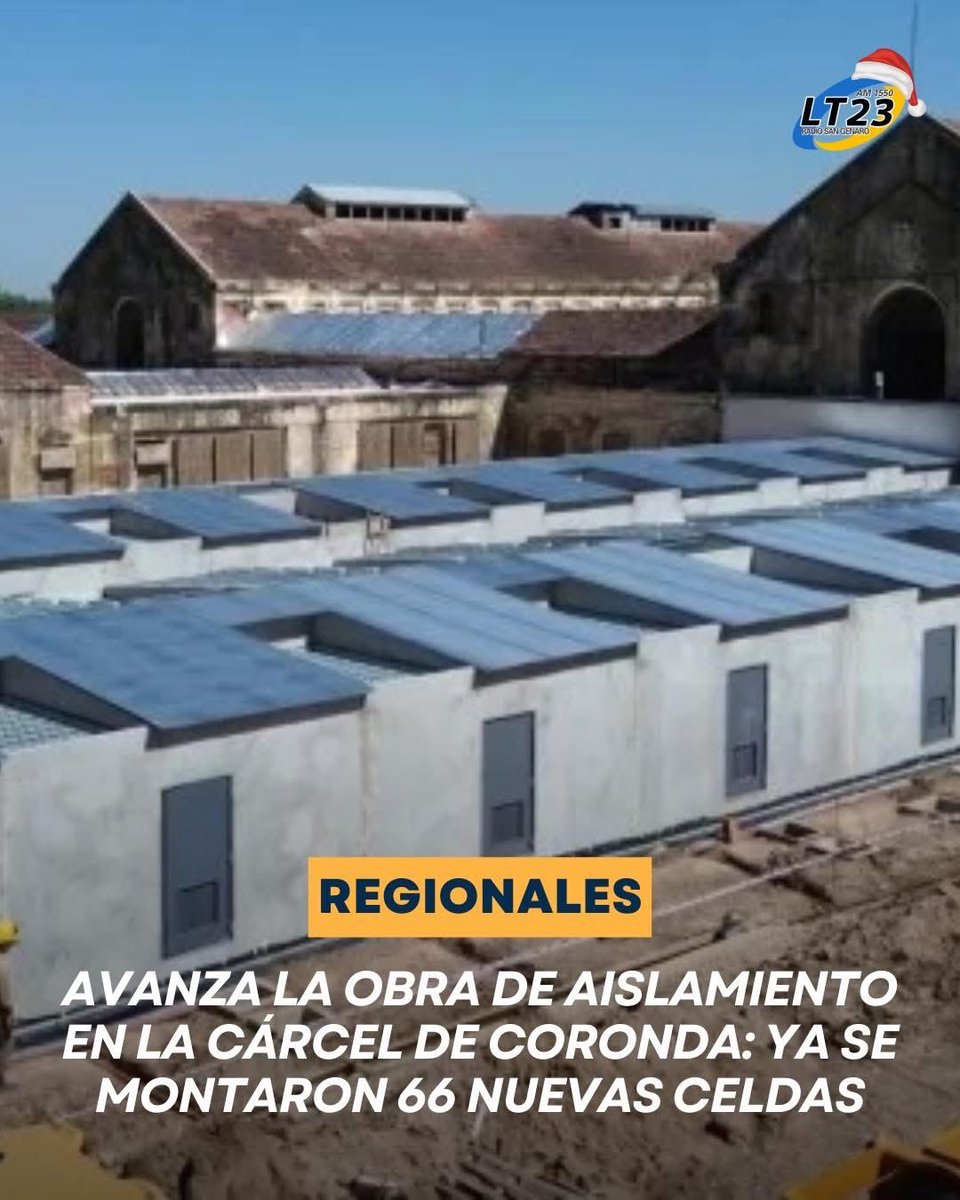 lt23radiosg's tweet photo. 🚧 Avanza la obra en la Cárcel de Coronda
Ya se montaron 66 de las 72 celdas de los nuevos pabellones de aislamiento (60% de avance). La inversión supera los $4.900 millones y apunta a reforzar la seguridad para internos de alto riesgo. https://t.co/x7ElKpT52k