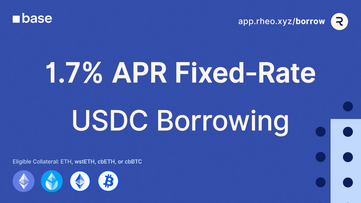 rheo_xyz's tweet image. DeFi was meant to unlock credit markets 🔓

Rate volatility, co-mingled collateral risk, and utilization caps still punish borrowers

Lock in a Base USDC fixed-rate position for 90 days or more → get predictable funding with a 2% rebate
