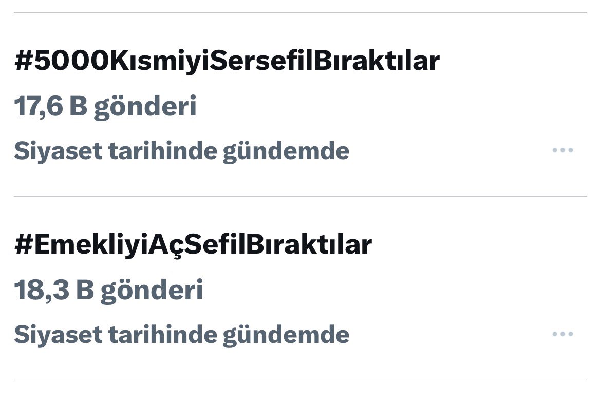 17.600 Twit 
👇👇#5000KısmiyiSersefilBıraktılar
 
18.300 Twit
👇👇
#EmekliyiAçSefilBıraktılar