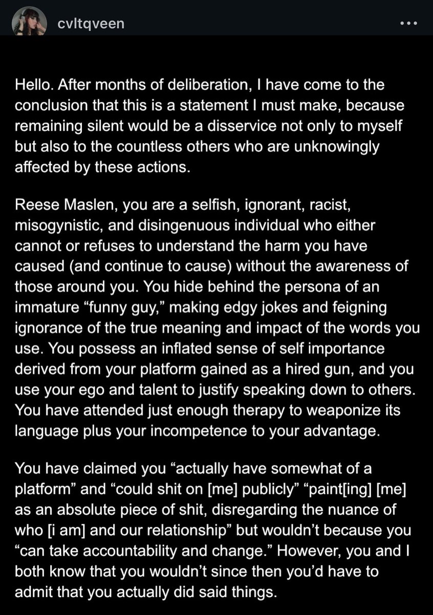 queeniee_iv's tweet image. I repeat, FUCK REESE MASLEN! (From @ cvltqveen on IG, his ex.)