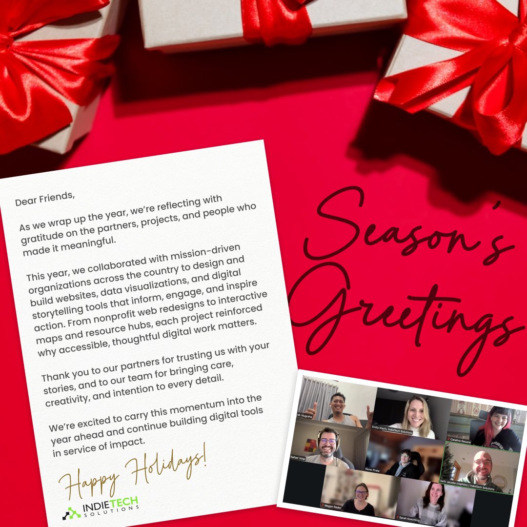 As we wrap up the year, we’re grateful for the partners, projects, and people who made it meaningful. Happy holidays from all of us at IndieTech Solutions!