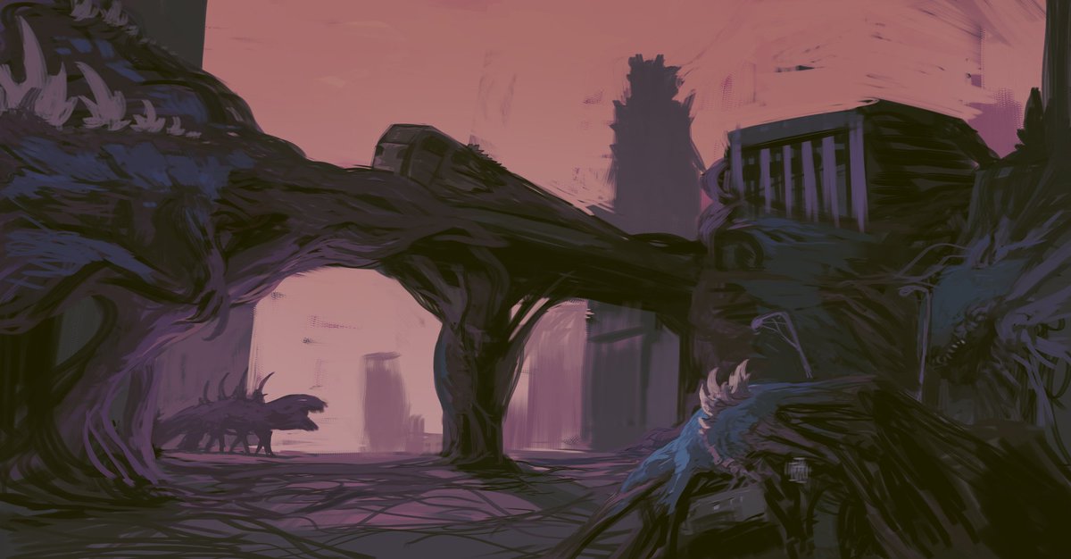 steel_neck's tweet image. "Gojira's gone.
The monster remains"
Black Mass Cityscape.
(Touched up the older painting a little bit)