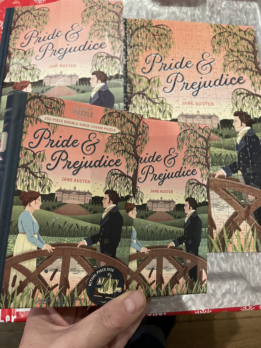 KIbooksandmusic's tweet photo. Just when I thought we were done with new jigsaw stock until 2026, along comes this 252-piece, double-sided, book-themed &amp; shaped #JaneAusten jigsaw. Did the pic. side in an evening. I expect the text side would have taken a bit longer #ilovejigsaws #supportindependentbookshops https://t.co/uIZujj2ccl