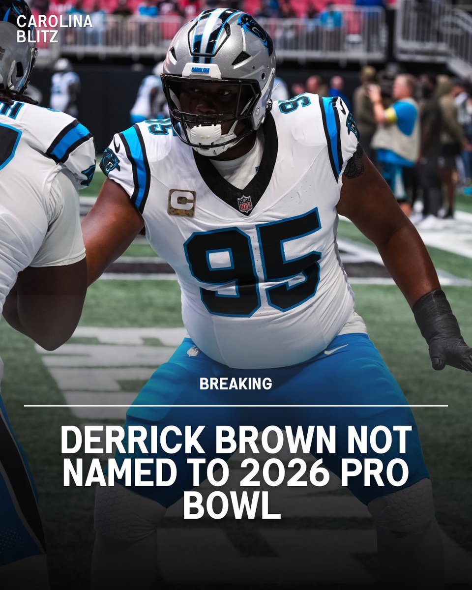 KeepBlitzin's tweet photo. The NFL named their 2026 Pro Bowl awardees Tuesday morning and one name noticeably missing was Panthers defensive tackle Derrick Brown. https://t.co/TXSdDLWq3i