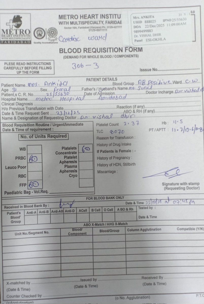 कृपया मदद करें 🙏
Metro Heart Institute Sector 16 A, Faridabad में भर्ती बहन को अतिआवश्यक 18 यूनिट AB+ ब्लड की आवश्यकता है।
ब्लड कोई भी साथी दे सकता है एक्सचेंज की सुविधा उपलब्ध है
  संपर्क सूत्र-  98994 99883 ( सुनील चंद्र) 
                 74094 37942( अतुल कोठियाल)