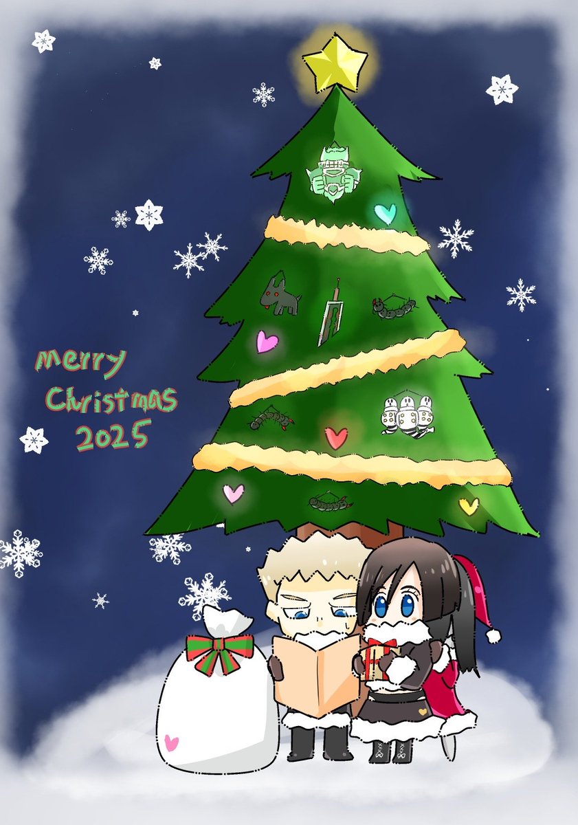 メリークリスマス🎄🎅💛 先日開催されたオンイベのネップリクリスマスイラストです。 印刷ありがとうございました！ ポンコツチーム、クリスマス イヴにフィンランドの子供たちにプレゼント配りに行く編(が、ポンコツ発揮して迷った, image size:841x1200
