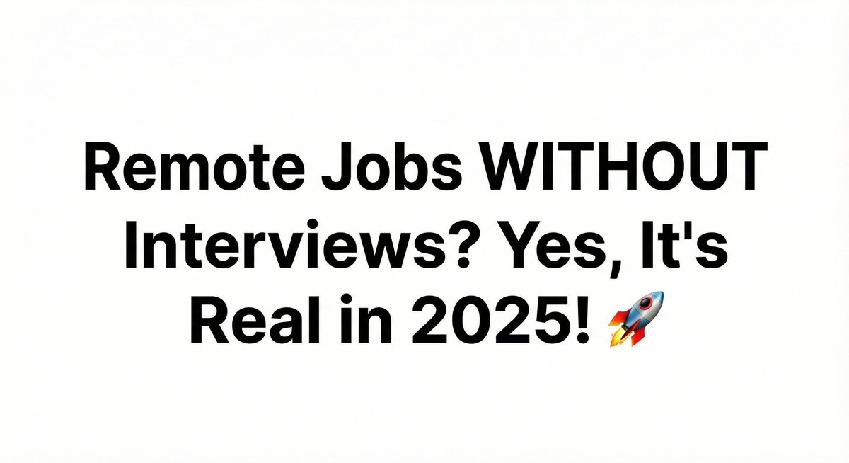 aptubjobs's tweet image. Remote Jobs WITHOUT Interviews? Yes, It's Real in 2025! ✅

Tired of endless interviews that go nowhere? 

Good news: Many remote jobs now skip traditional interviews entirely!

Click on the link in Replies for more info 👇 

#RemoteJobs #WorkFromHome #NoInterview