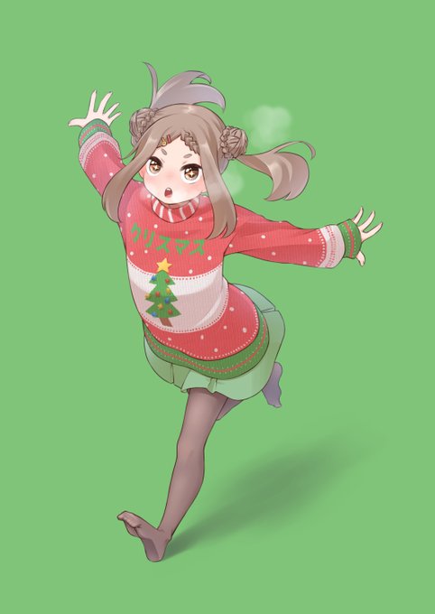 クリスマス絵!
ダサいセーターを着てはしゃぐ女の子です 