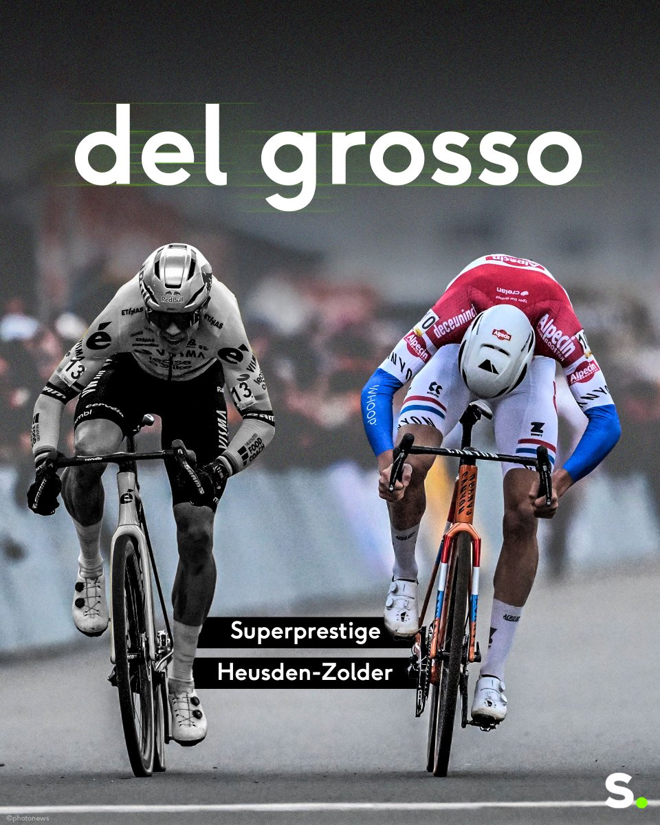 sporza's tweet image. Weer een Nederlandse boeman: Tibor Del Grosso klopt Wout van Aert in millimetersprint in Zolder na spannend duel. #Veldrijden

sporza.be/nl/matches/vel…