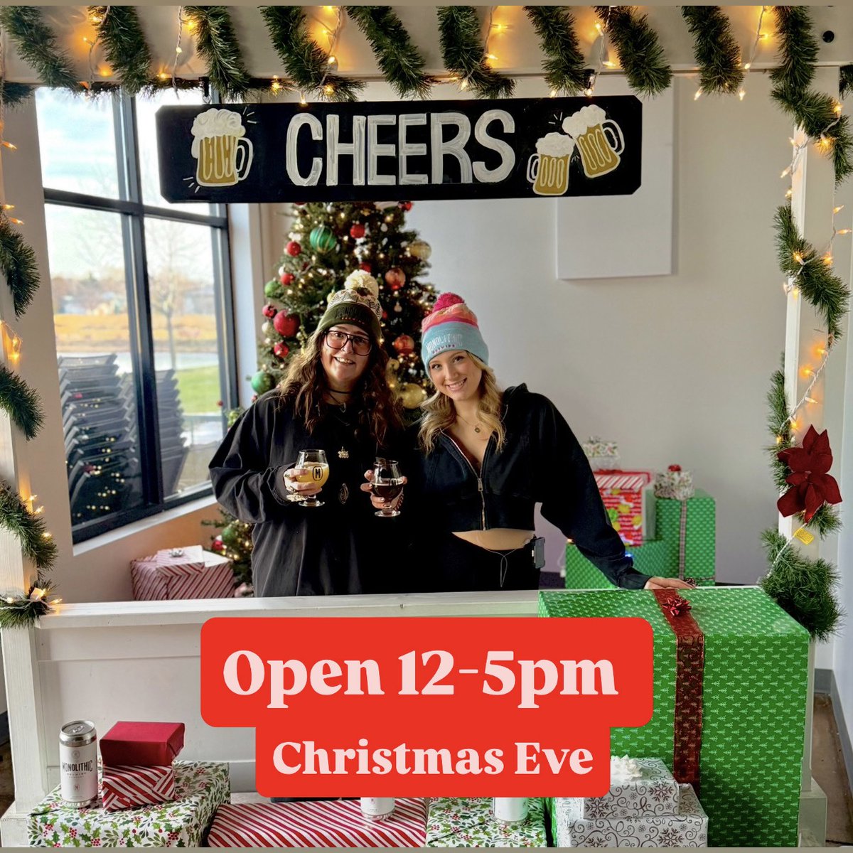 Whitney and Elena didn’t want you to go without beer on this Christmas Eve, so they will be slinging beers today from 12 – 5. Stop by to have a beer and grab some crowlers for your festivities!

Jessie is going to hold down the kitchen today, so we’ll have a full food menu!