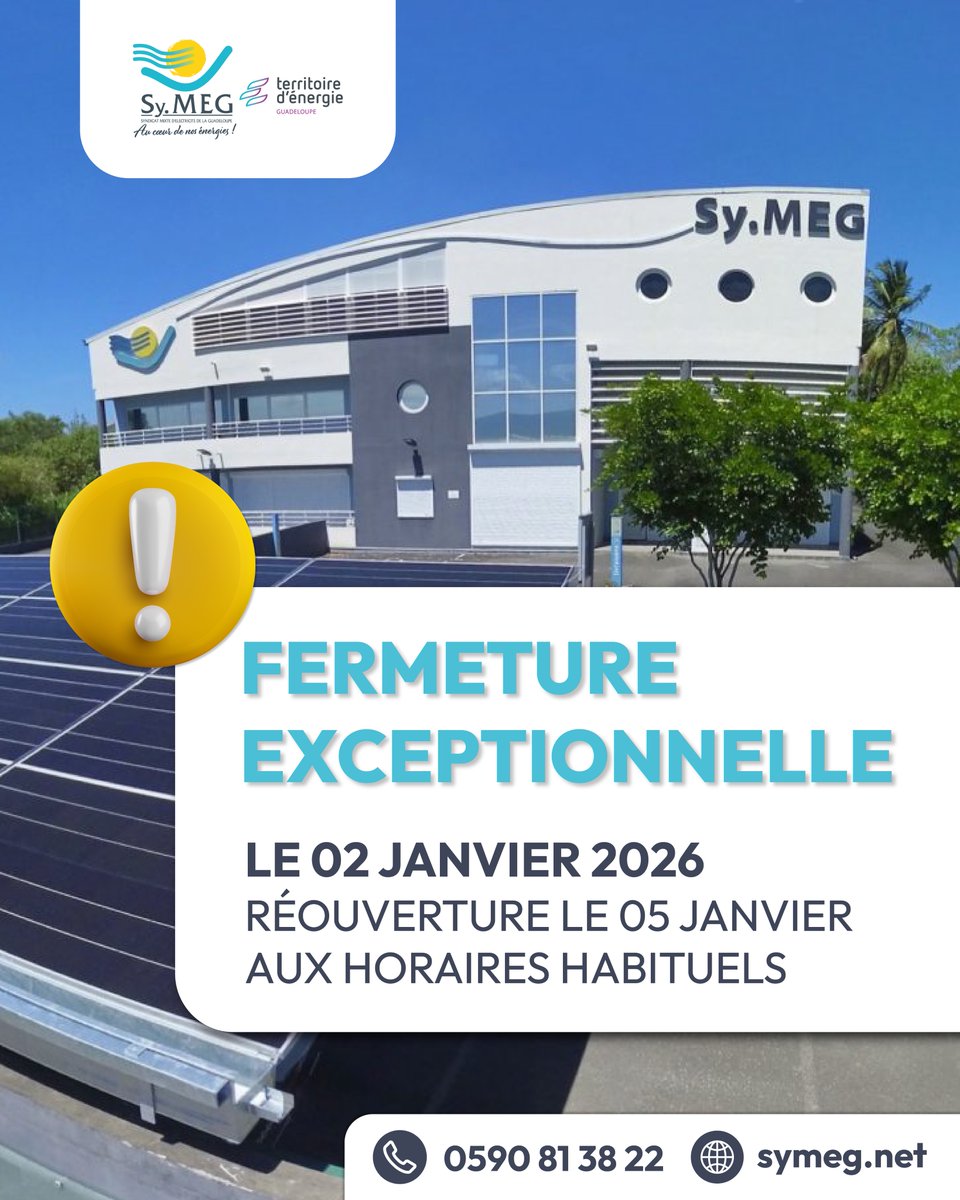 #FermetureExceptionnelle | ✨Le Sy.MEG sera fermé le 2 janvier 2026.