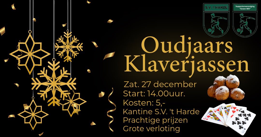 ✨Oudjaars Klaverjassen bij S.V. ’t Harde✨
I.c.m. De klaverjasvereniging
Sluit het jaar gezellig af met een ouderwets potje klaverjassen! 🃏

svtharde.nl/2025/12/23/oud…