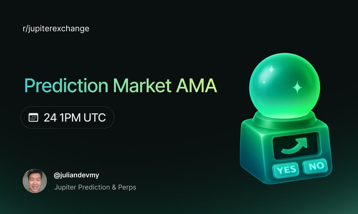 People make crazy money predicting events onchain 

Jupiter Prediction Market lets you trade real-world events onchain and track everything in one place 

Ask questions, get tips, learn directly from the team tomorrow!

📍r/jupiterexchange 
📅 DEC 24, 1PM UTC

Hop in early 👇