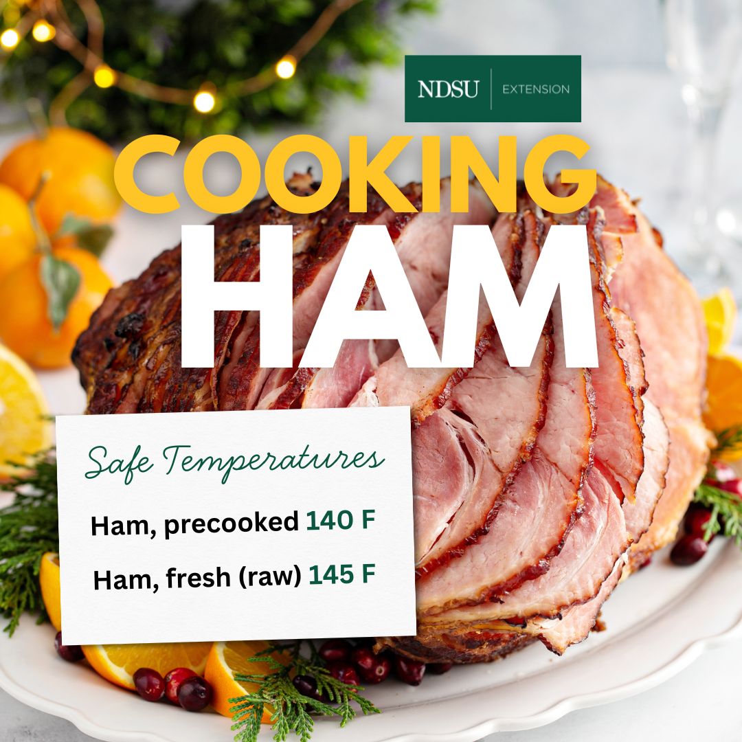 Cook your holiday ham to a safe internal temperature! ndsu.edu/agriculture/ex… #ndsuextension #holiday #christmas #food #trending