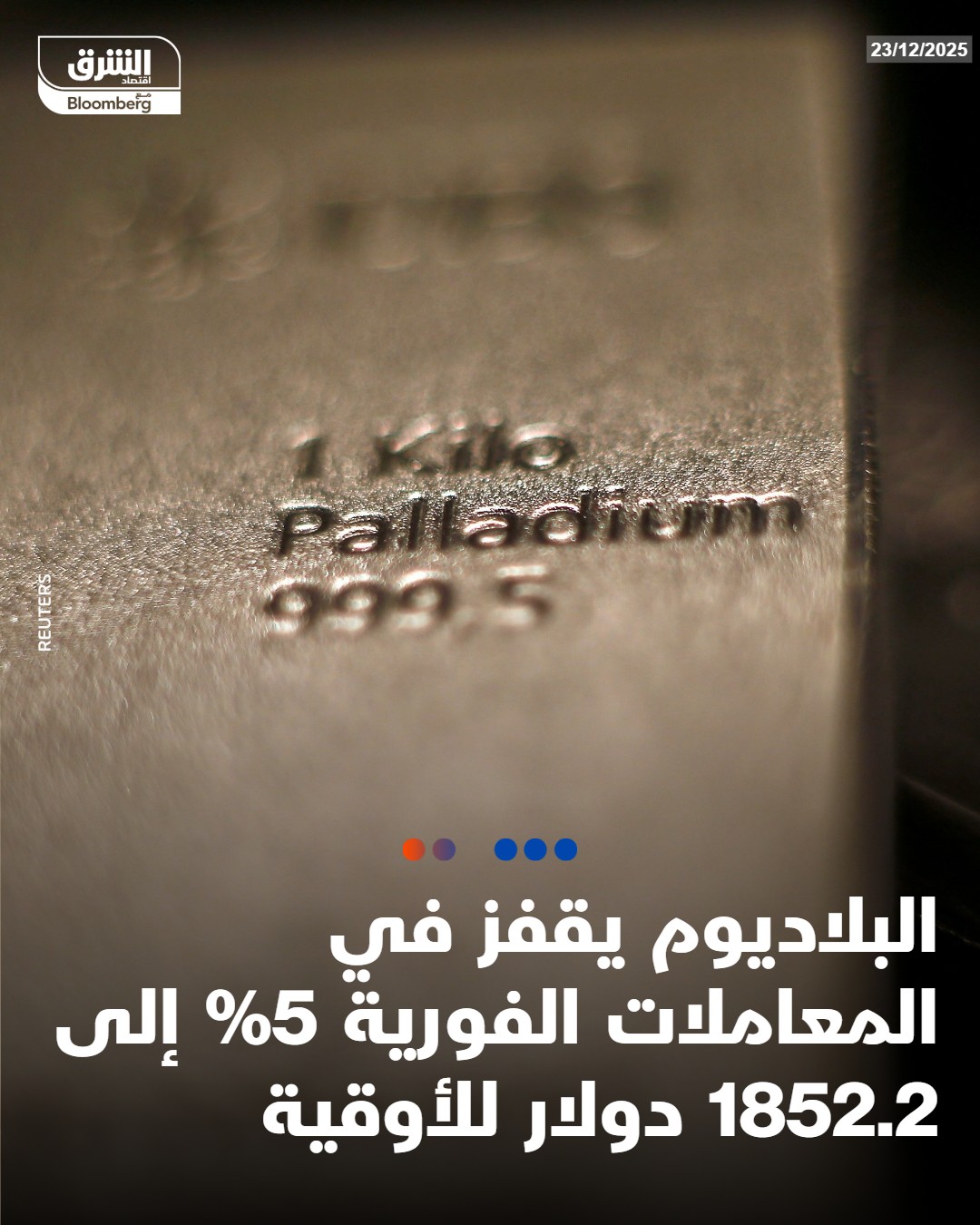 عاجل البلاديوم يقفز في المعاملات الفورية 5% إلى 1852.2 دولار للأوقية #اقتصاد_الشرق 