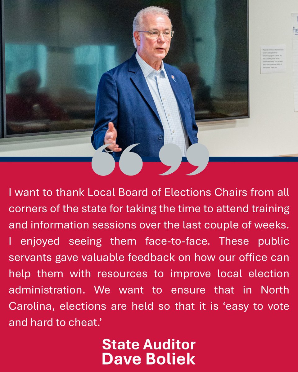The Office of the State Auditor recently held information and training sessions with Local Boards of Elections Chairs to improve election administration.
In the spirit of transparency, we’ve uploaded the materials shared during these discussions to our website (link in bio). Take