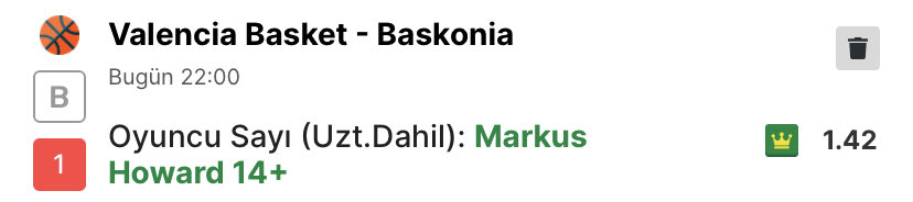 DoubleScreen23's tweet image. Markus Howard 14+ sayı 1.42

STAKE 8/10

EuroLeague’in patlayıcı skorerlerinden biri olan Markus Howard, özellikle büyük maçlarda devreye girme alışkanlığı olan bir isim. Valencia deplasmanında top elindeyken her an potaya gitme tehdidi taşıyor. Son haftalarda istikrarını artıran…