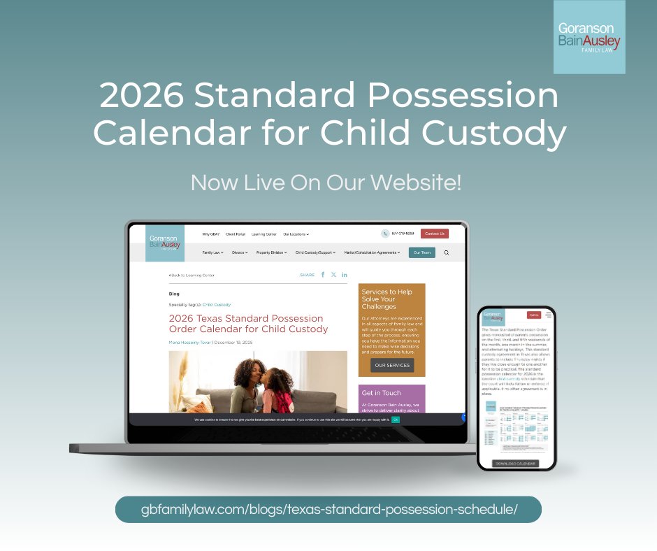 The 2026 Texas Standard Possession Custody Calendar is now available on our website! Designed specifically for Texas families, this calendar is a valuable tool to help navigate and manage shared parenting time under the Texas standard possession order.

gbfamilylaw.com/blogs/texas-st…