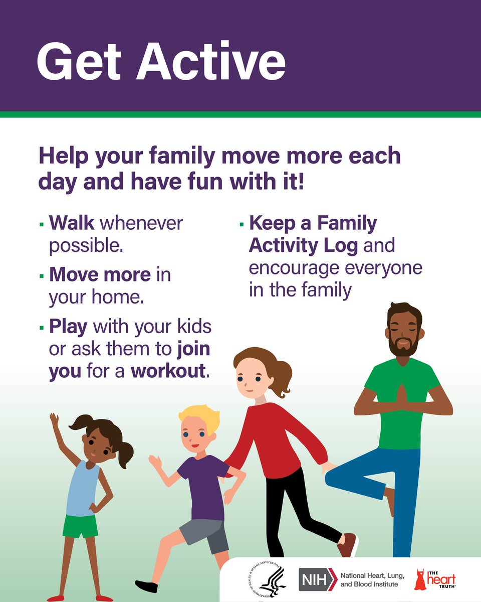 This winter break, help your children stay active! Here are some clever ways to fit 6️⃣0️⃣minutes of physical activity into your child's day. ⛷🏂⛹️‍♀️🚶

health.gov/moveyourway/ge…