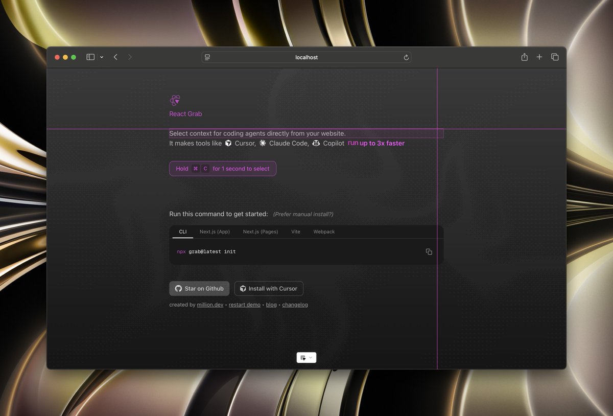kartik_builds's tweet image. Loved it so much that I just redesigned the landing page for react-grab.com

@aidenybai