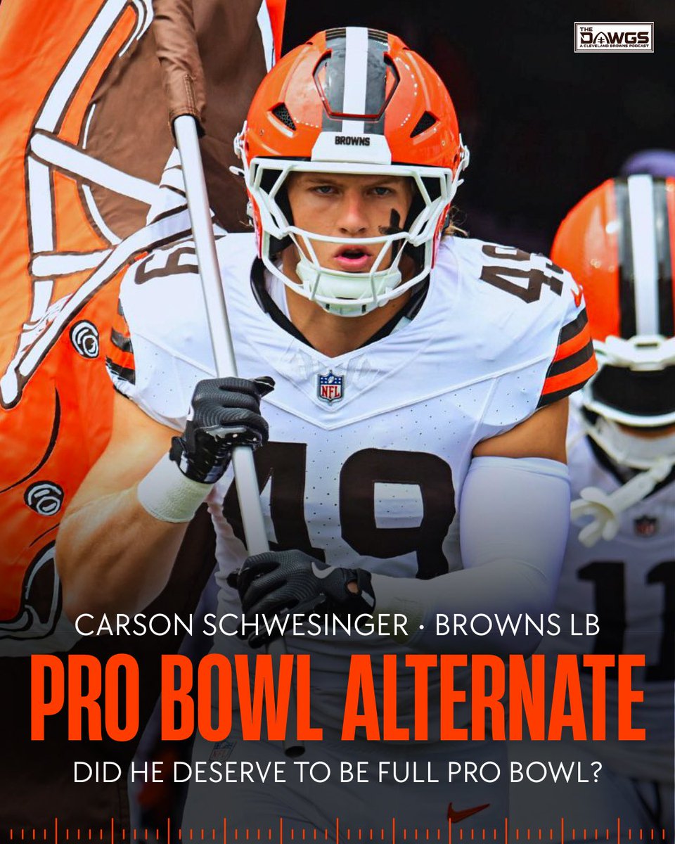 thedawgspodcast's tweet image. Carson Schwesinger is a Pro Bowl ALTERNATE?! 

Here’s how Carson stacks up among LBs in the AFC:

- 147 tackles (3rd)
- 2.5 sacks (3rd)
- 11 TFL (2nd)
- 2 INT (2nd)

Complete and utter disrespect for the best rookie linebacker we’ve seen in years. 

Do you believe Schwesinger…