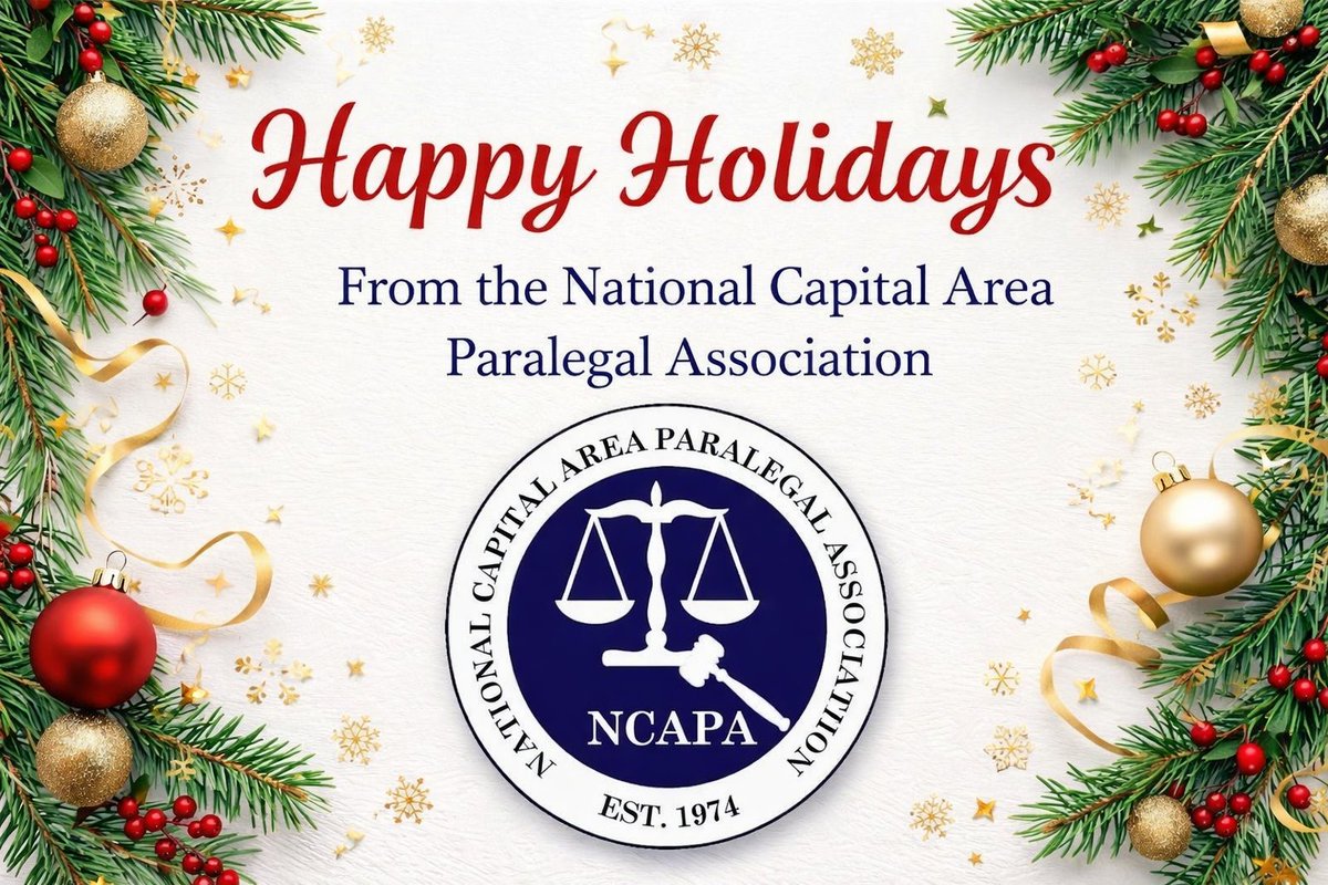Happy Holidays from NCAPA!
Wishing our members, partners, and friends a season filled with joy, peace, and success. ✨  We appreciate all you do to make our paralegal community great!