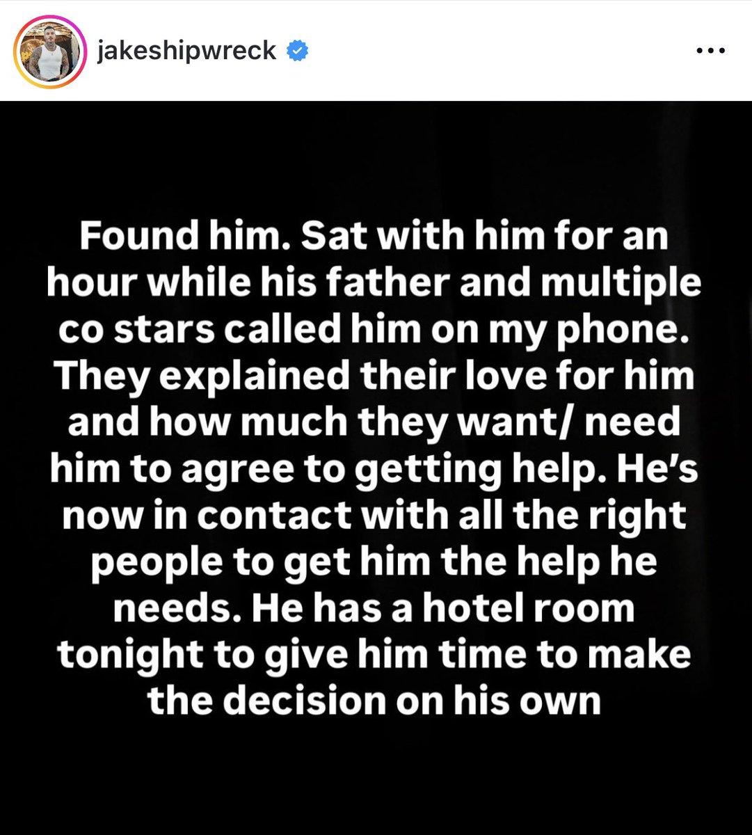 OliLondonTV's tweet image. The actor has been offered support at a rehabilitation center if he is willing and ready to receive help.