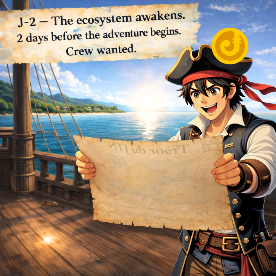 Jetons_re's tweet photo. 🏴‍☠️ J-2 — The ecosystem $JTN awakens

Two days left.
Crew wanted. The adventure starts now.

Don’t watch it happen.
Be part of it.

❤️ Like • 🔁 Repost • 🔔 Follow @jetons_re

#JTN #Airdrop #Web3 #Crypto #Solana #Community https://t.co/RQ4MRQ1Rxe