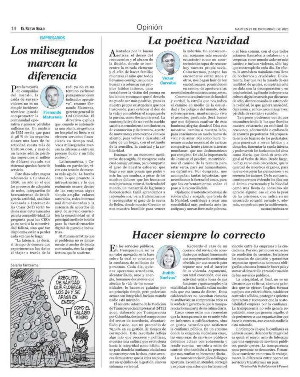 Veolia_Co's tweet image. ¿Cómo se toman decisiones responsables en #ServiciosPúblicos que impactan a millones de personas y al planeta?

Con un principio claro: actuar con integridad, incluso cuando nadie está mirando.

👉Una reflexión desde el liderazgo de @Veolia_co: elnuevosiglo.com.co/columnistas/ha…