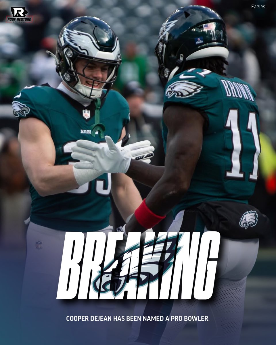 BREAKING: OABCIG Alumni Cooper DeJean has been named a pro bowler.

DeJean has totaled 59 tackles, 2 interceptions, 1 forced fumble, and 16 pass deflections.

#iahsfb 📸: Eagles