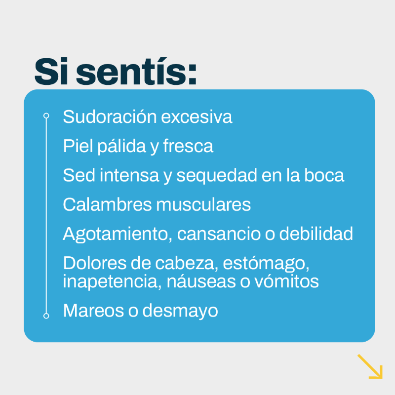 gcba's tweet photo. Si la temperatura supera los 30 °C en la Ciudad, prestá atención a estos síntomas y ante una emergencia llamá al 107 (SAME).