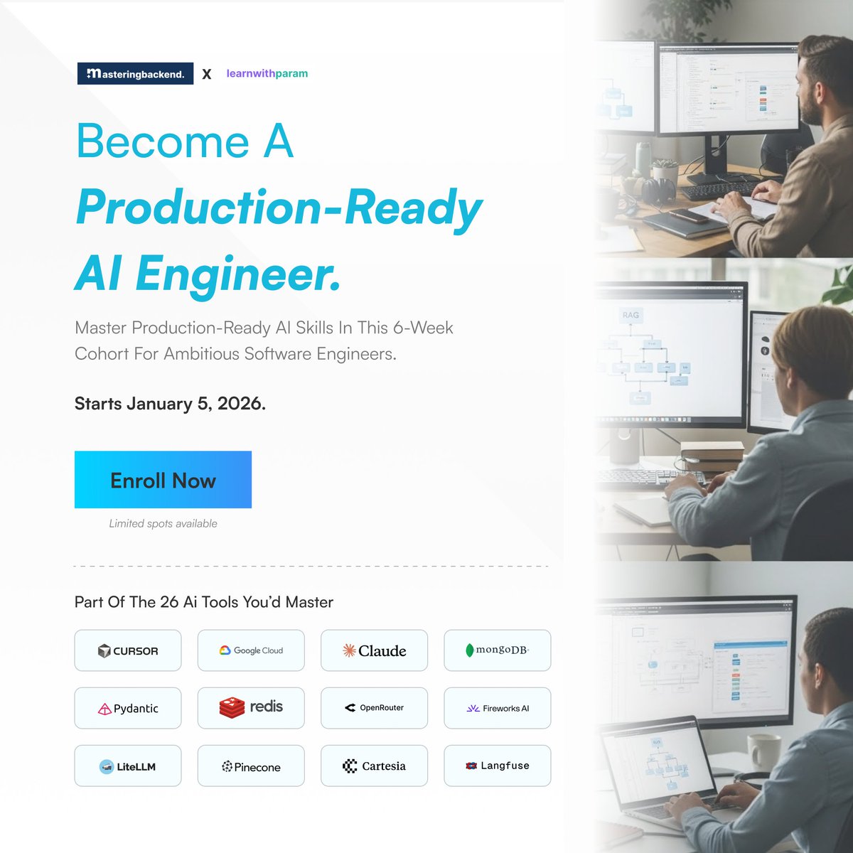master_backend's tweet image. Most AI tools look impressive.

Very few survive real users and scale.

This 6-week AI Bootcamp helps engineers build AI systems that actually run in production.

masteringbackend.co/ai-bootcamp?re…

@master_backend × @learnwithparam

Helping engineers ship real AI systems.