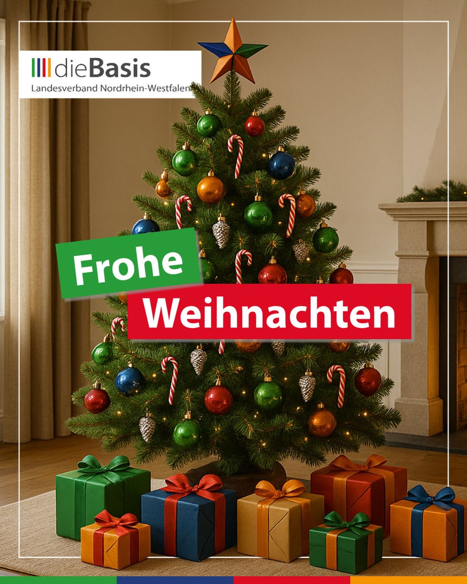 diebasisnrw's tweet image. 🎄 Kerzen an, Kopf frei: Unser Gruß für ein starkes 2026

🕯 Zwischen Kerzenlicht und Jahresrückblick wird klar: Was zählt, ist Nähe, Respekt und der Mut, Mensch zu bleiben. 

🟩🟩🟦🟦🟥🟥🟧🟧

🎅🏼 Wir wünschen euch ruhige Feiertage – mit Freiheit im Denken, Machtbegrenzung als…