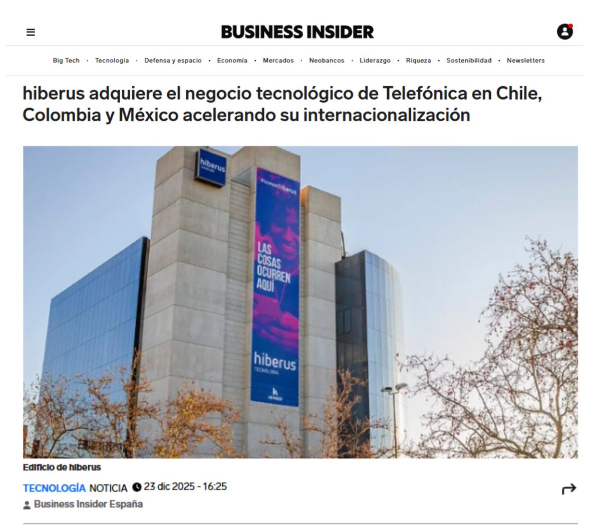 Hiberus's tweet photo. 🗞️💥 Desde hiberus impulsamos nuestro crecimiento internacional con la adquisición de negocios de @TelefonicaTech  en #Chile, #México y #Colombia.
Te contamos más en esta noticia: https://t.co/6npXZdbH7R
#WeAreDifferent #LasCosasOcurrenAquí https://t.co/tpFIt2JRiC