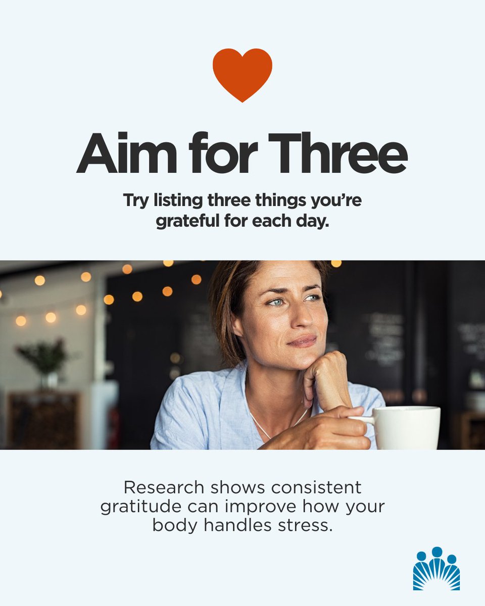aboutKP's tweet image. Gratitude isn’t just a feel-good habit—it can benefit your heart. Ashley Zucker, MD, of Kaiser Permanente shared with @RealSimple that regular gratitude may support heart health. Swipe for 4 daily habits. k-p.li/3KJhy3X