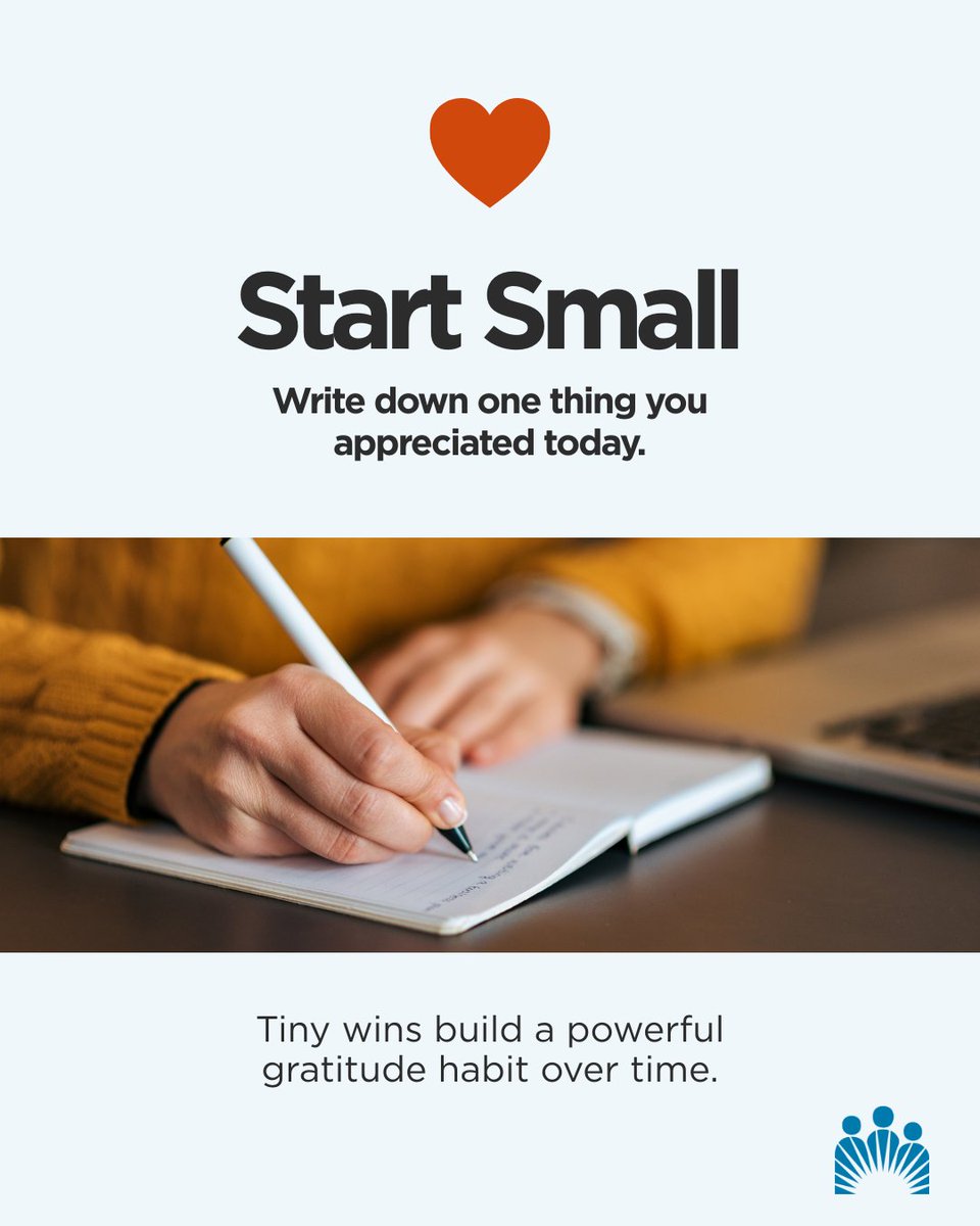aboutKP's tweet image. Gratitude isn’t just a feel-good habit—it can benefit your heart. Ashley Zucker, MD, of Kaiser Permanente shared with @RealSimple that regular gratitude may support heart health. Swipe for 4 daily habits. k-p.li/3KJhy3X