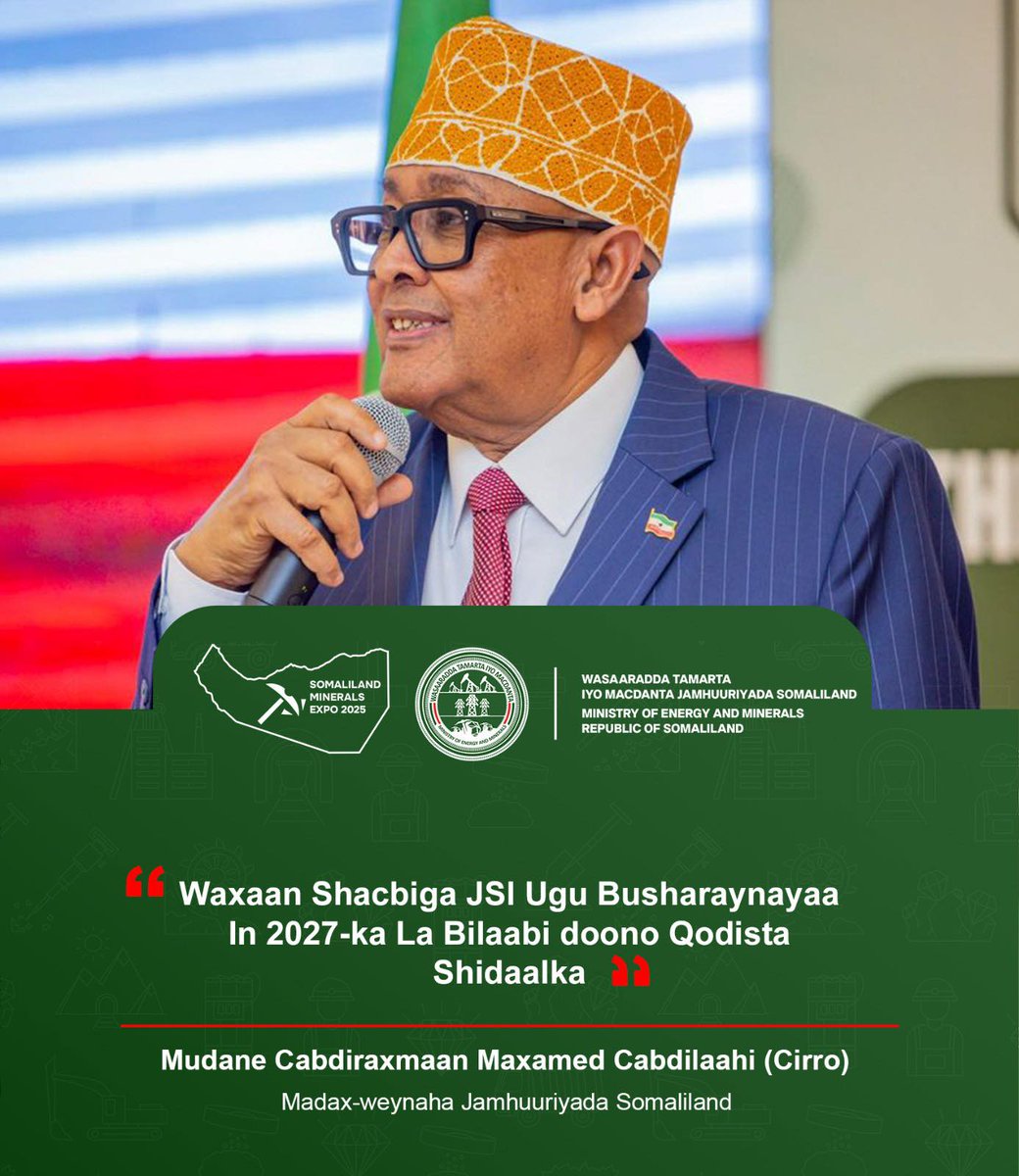 kamaandoo's tweet photo. I attended the Somaliland Minerals Expo 2025 and took part in a session on marketing, investment, and financing in the mining sector. It was a great opportunity to learn about Somaliland’s economic potential, investment opportunities
#somalilandmineralsexpo2025 #mining https://t.co/edPn8PNguh