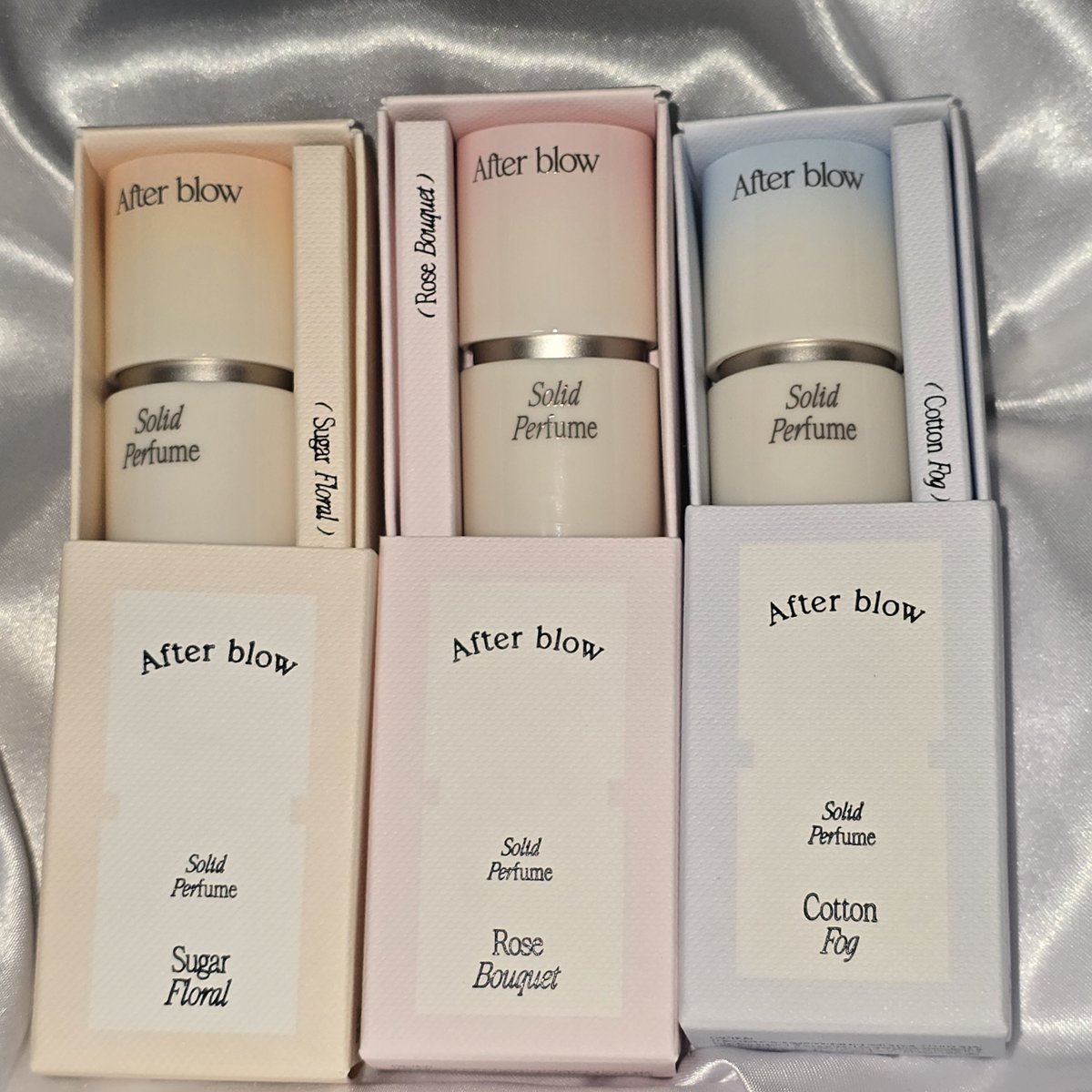 patorassyaaa's tweet photo. #gifted 🎁
投稿義務はないんですが #Afterblow のプレキャンで #SolidPerfume のローズブーケ💐の香りをいただきました💖
手や首に直接塗れるタイプだからふんわり香ってミストタイプの香水が苦手な人でも優しく香るから使いやすいと思う🤤実はセールしてたときに自分でも買ったので(ローズブーケ以外のふたつ)日や気分によって使い分けたいと思います💖