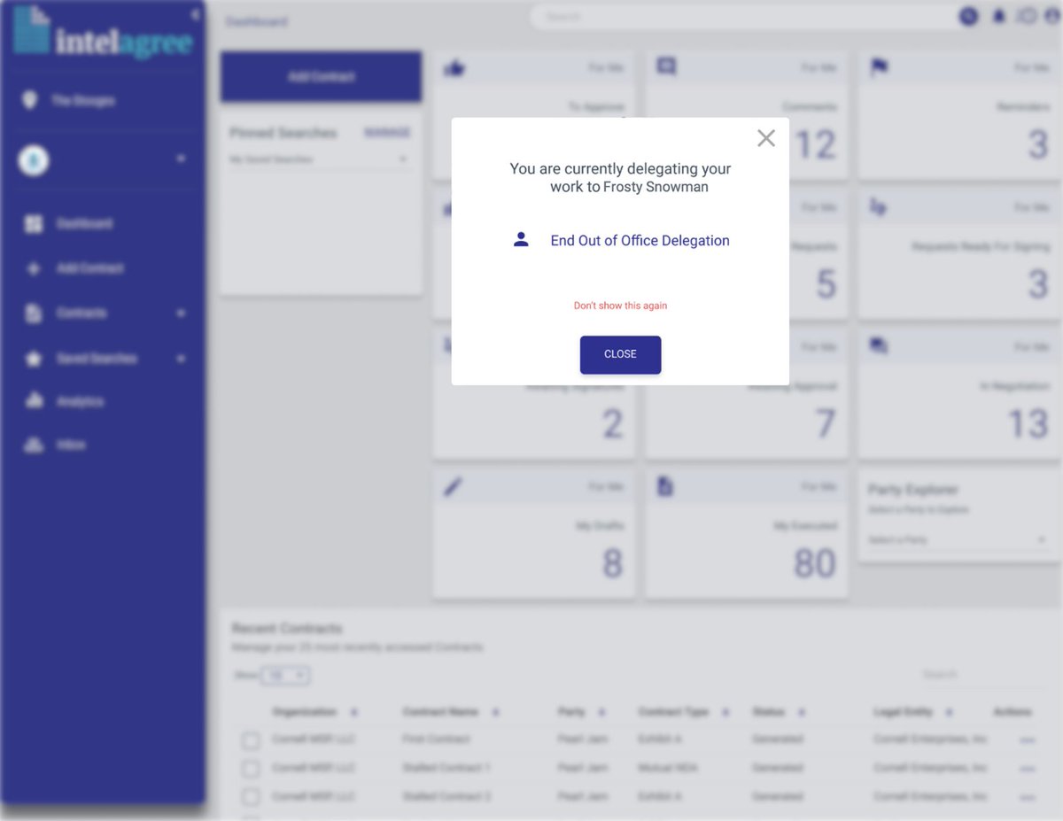Out-of-office messages are coming. Are your contracts ready?

IntelAgree helps keep agreements moving — even when calendars are full and inboxes are quiet.

Keep deals progressing now, so you’re not chasing approvals in the new year.