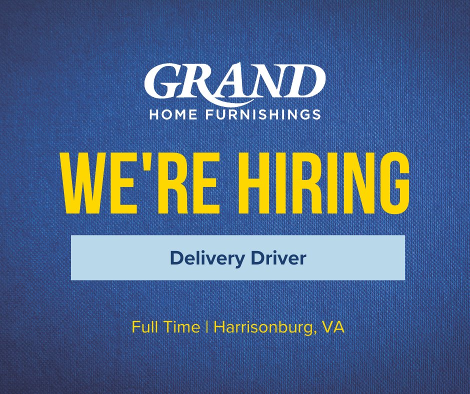 🚚 Now Hiring: Delivery Drivers 🚚

Looking for a steady, hands-on job with a great team? We’re hiring Delivery Drivers at our Harrisonburg, VA warehouse to help deliver furniture and provide excellent customer service.

Apply now 👉 indeedhi.re/4b2X8gQ