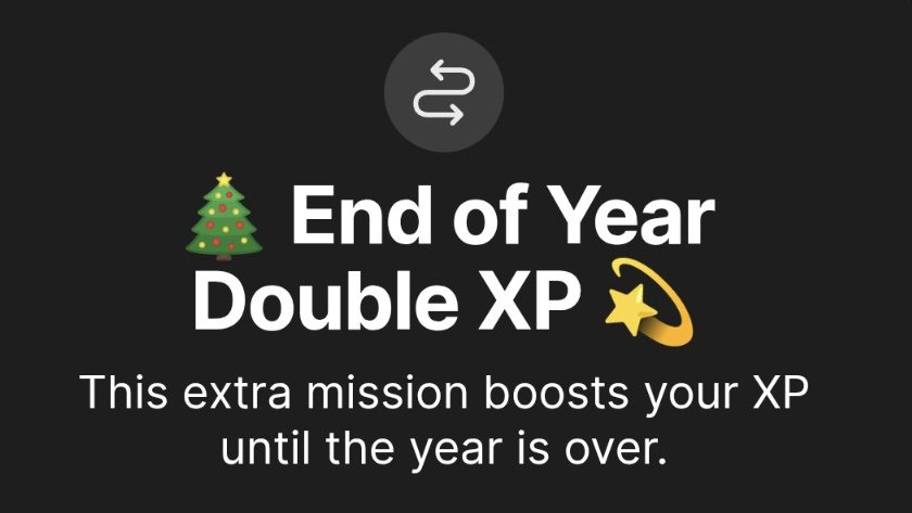 Merry Christmas!  🎅🎄

The Xmas special mission is now live! 

You can now earn an additional 1 XP per € volume so make sure you’re active while the celebrations roll!

The special mission ends on the 31st of December!