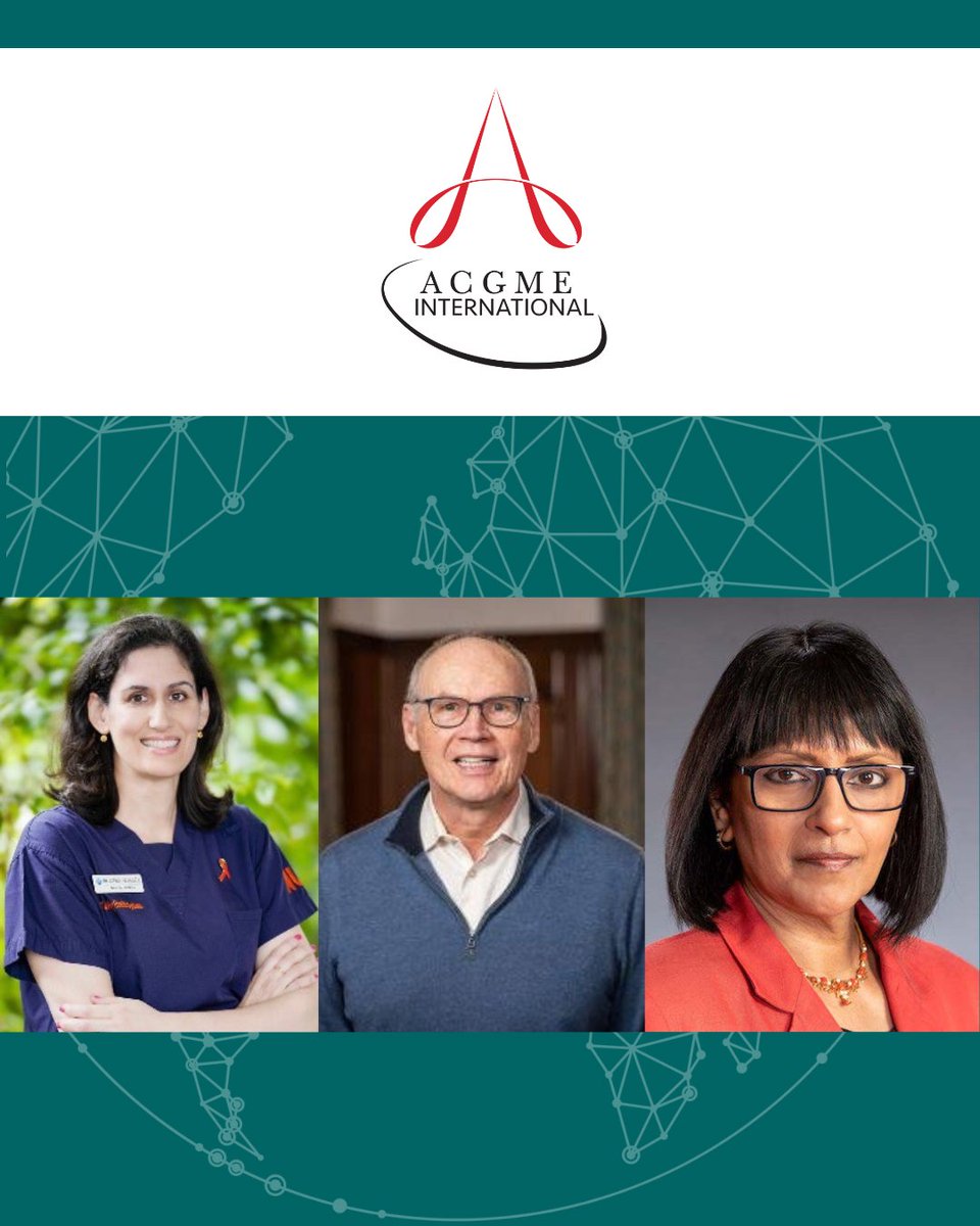 ACGMEI's tweet image. #ACGMEI welcomes three new members to its Board of Directors: Dr. Sophia Archuleta, Dr. Joseph C. Kolars, and Dr. Subha Ramani. Read more here: acgme-i.org/newsroom/acgme…

#GME #PGME #MedEd #MedX