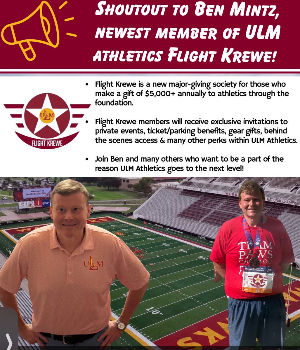StoolMintzy's tweet image. I will be supporting my friend  @SJTuohy as AD of ULM in every possible way! #TakeFlight