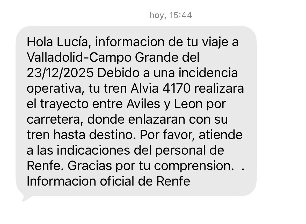 luciama_9's tweet photo. @Renfe @Inforenfe si pagamos un billete de AVE es precisamente para ir en AVE y no en bus. Y lo peor, que ni se nos ocurra pensar en indemnizaciones…. que asco https://t.co/uJWXJLwfNK