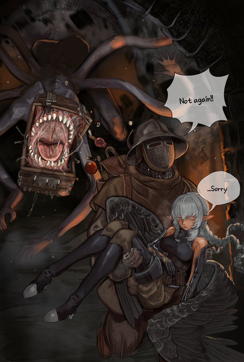 Comms work

I just realized it, but I really like drawing box-shaped monsters with mouths