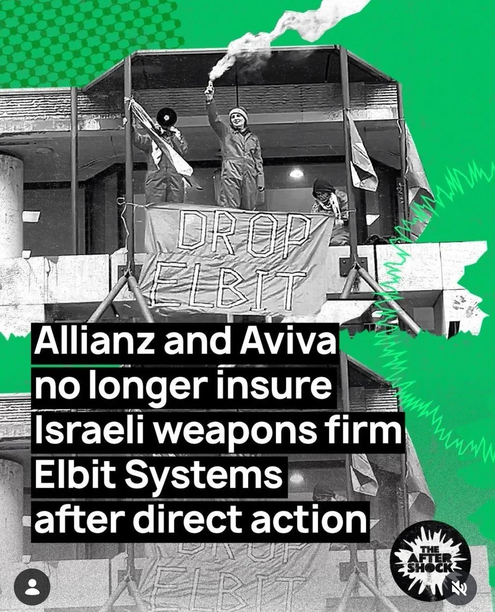 HarrygPettit's tweet image. Wow. Insurance companies Allianz and Aviva, which were targeted by Palestine Action repeatedly in the UK and across Europe, have dropped 'israeli' weapons manufacturer Elbit Systems. 

Direct action works. Thank you to all the heroes who collectively made this happen.